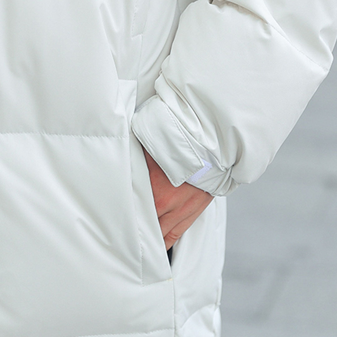 abbee White Large Winter Hooded Overcoat Long Jacket Stylish Lightweight Quilted Warm Puffer Coat