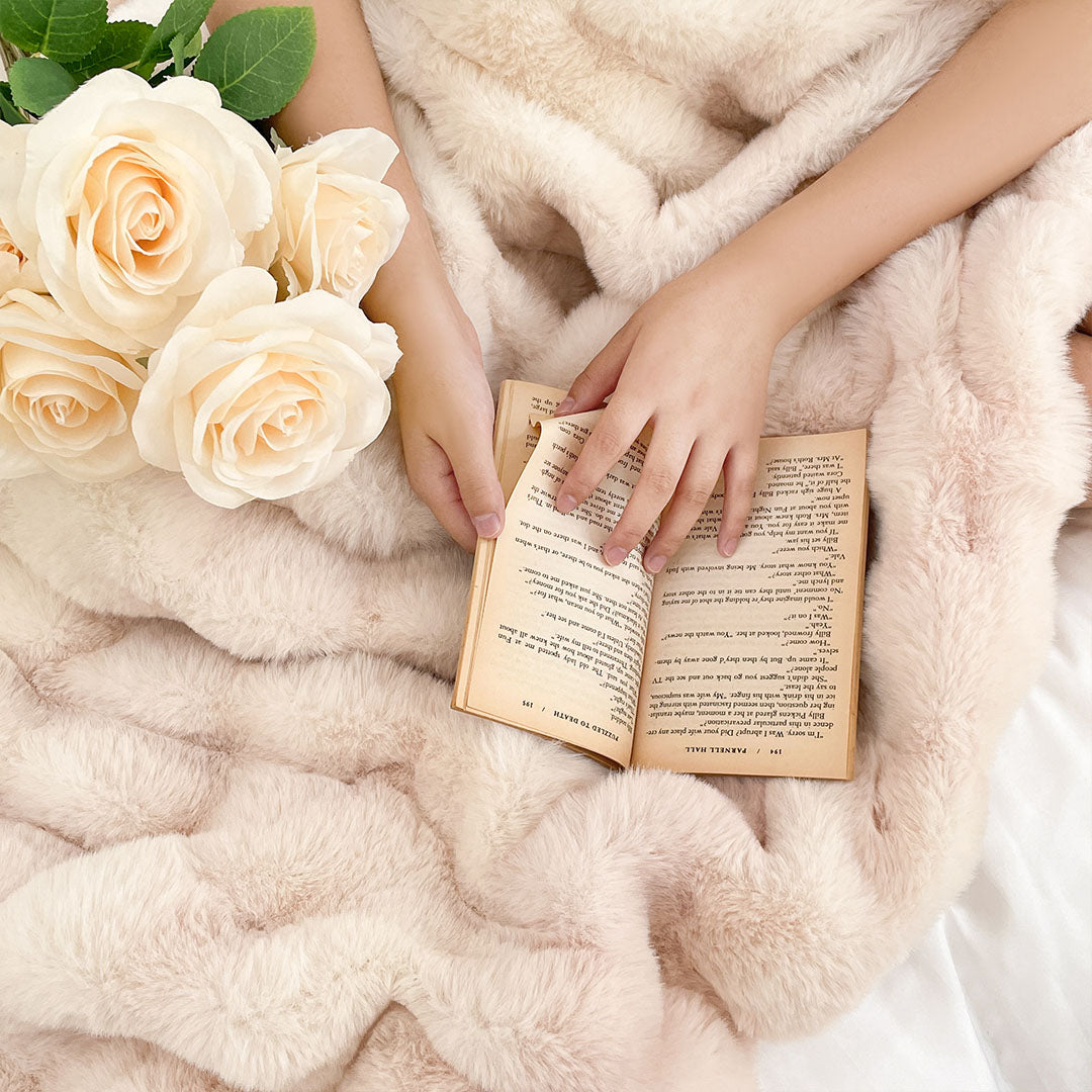 SOGA 2X 200cm Light Pink Fur Fuzzy Super Soft and Cozy Fluffy Throw Blanket