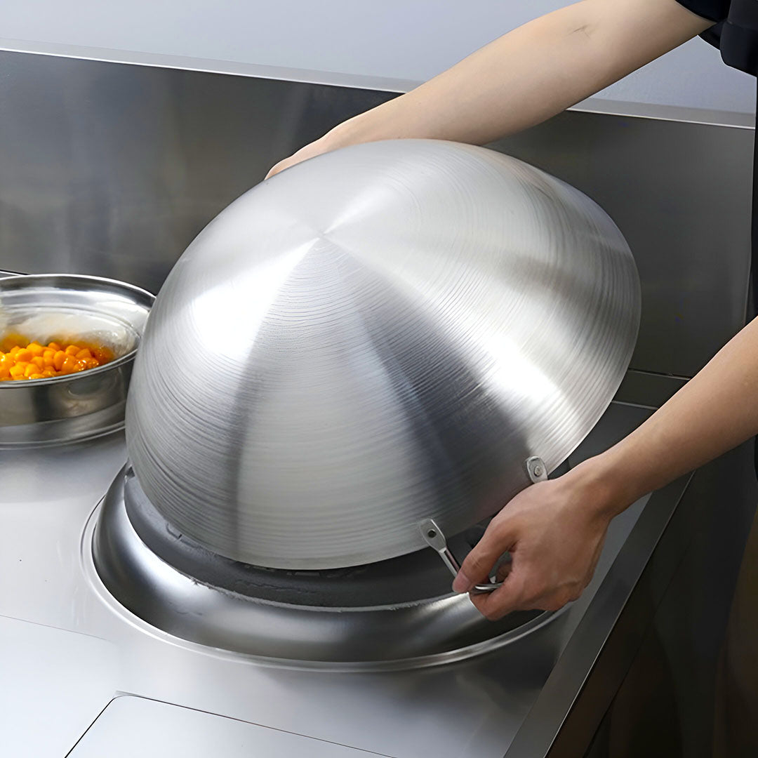 SOGA 47cm Stainless Steel Kitchen Cooking Wok with 2 Sturdy Handles