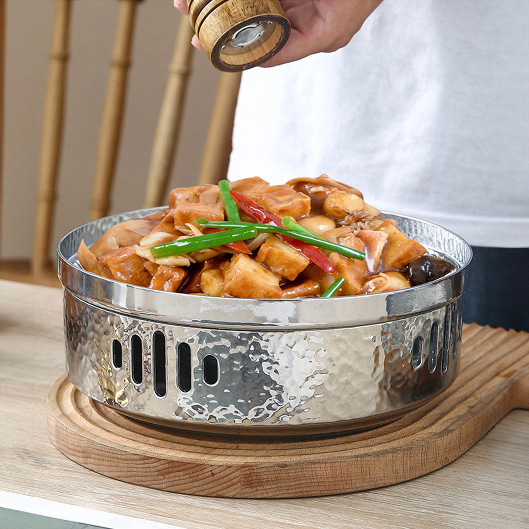 SOGA 26cm Dry Pot with Hammered Texture Natural Silver Color, a Kitchen Essential