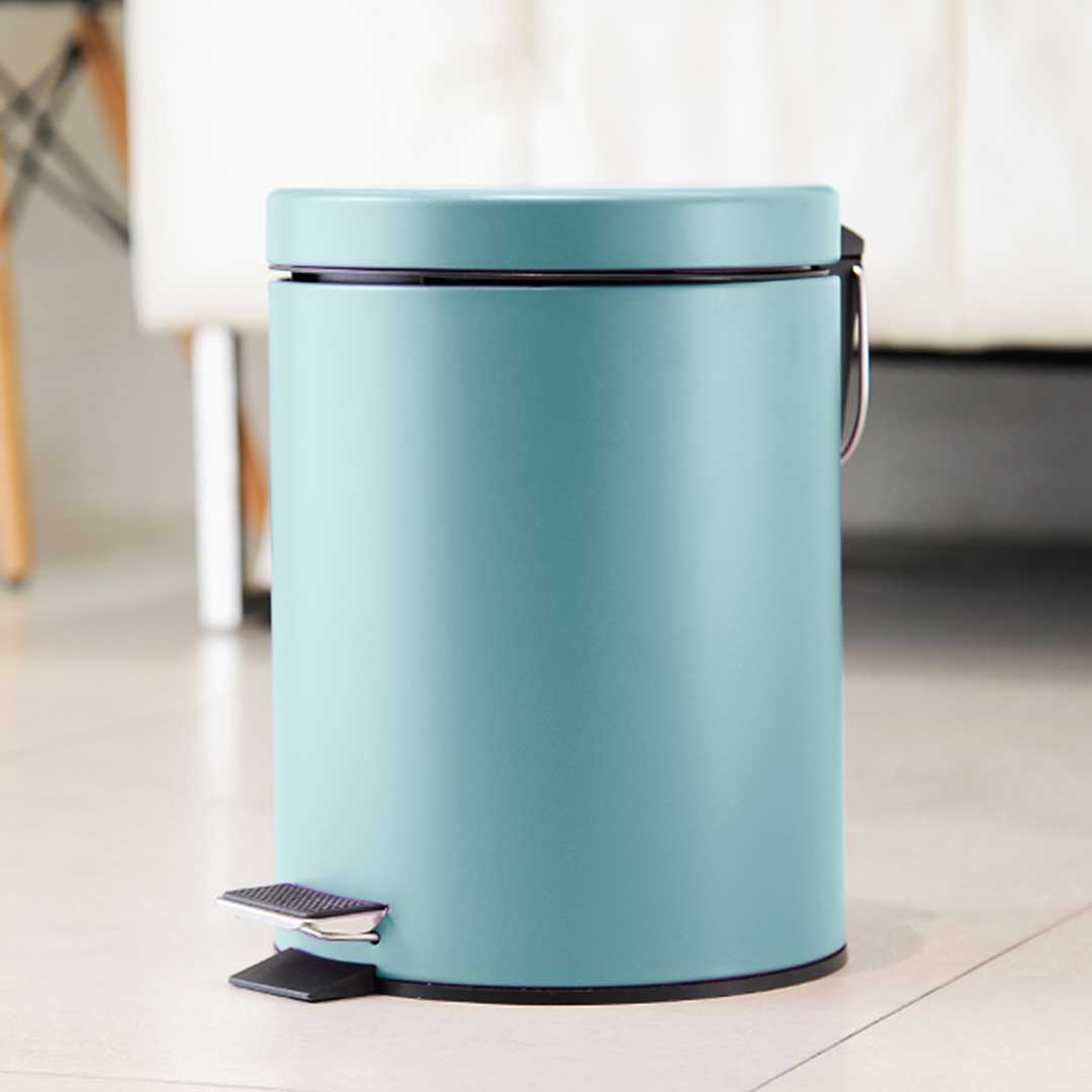 SOGA 2X 12L Foot Pedal Stainless Steel Rubbish Recycling Garbage Waste Trash Bin Round Blue