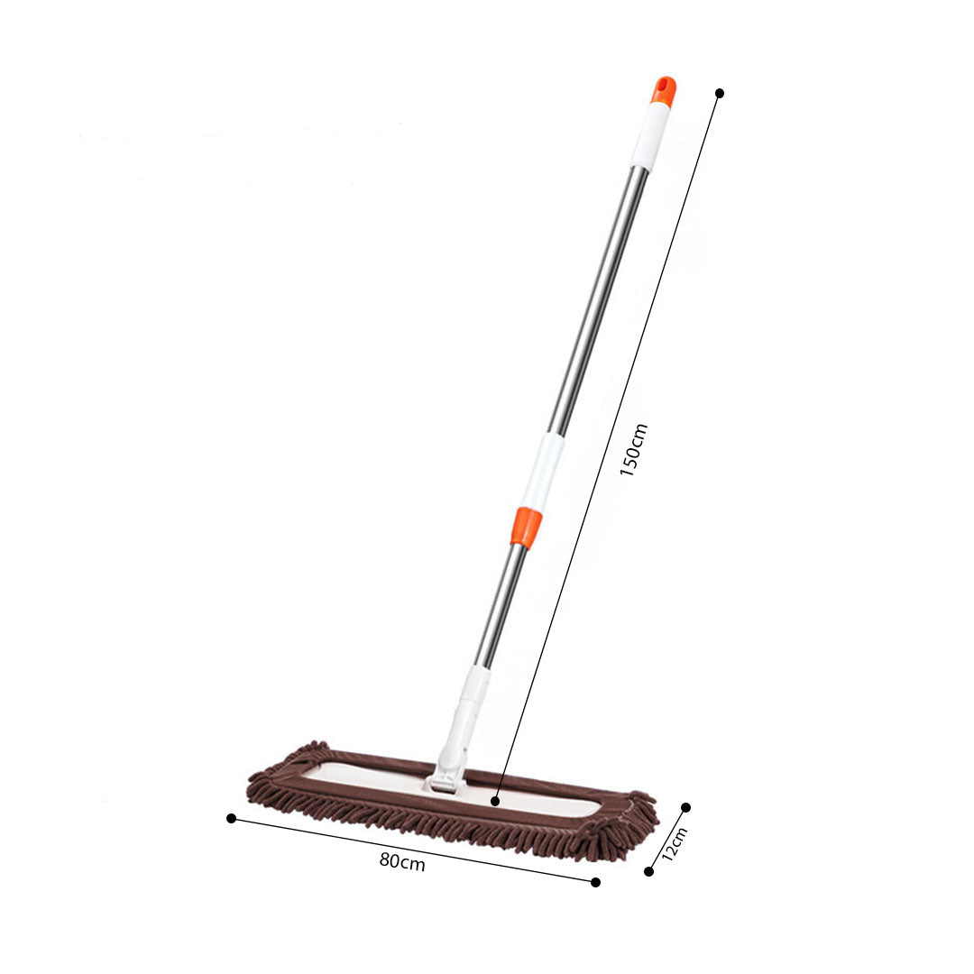 SOGA 80x12 Coffee Microfiber Flat Mop Floor Cleaning Pads Rotating Dust Remover