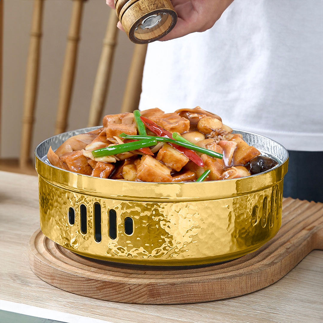 SOGA 28cm Dry Pot with Hammered Texture Natural Gold Color Kitchen Essential
