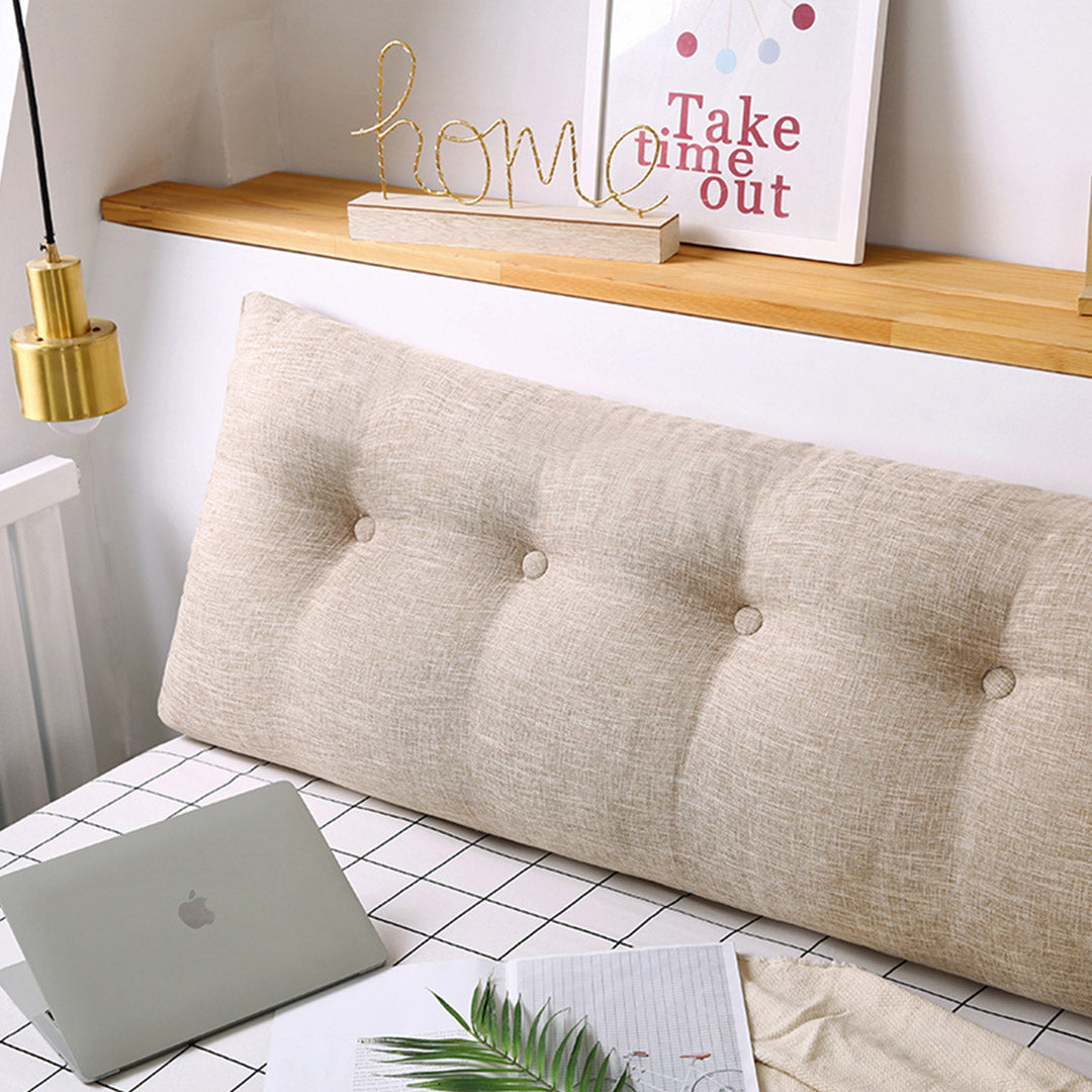 SOGA 4X 100cm Beige Triangular Wedge Bed Pillow Headboard Backrest Bedside Tatami Cushion Home Decor