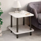 SOGA 60cm White Ceramic Side Table Stone Pattern Modern Design with Metal Legs