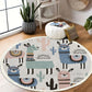 SOGA 2X 120cm Alpaca Cactus Pattern Rug Desert Animals Non-Slip Round Area Rugs for Living Room Dining Room