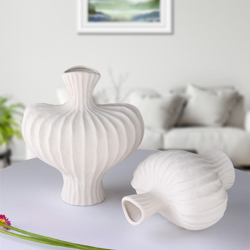 SOGA 25X24cm Small Matte White Ornament Vases Countertop Decoration Accessories Porch Crafts Home Decor