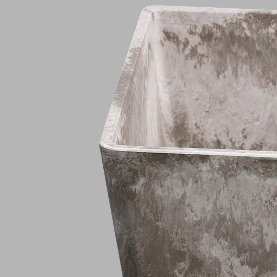 SOGA 2X 27cm Sand Grey Square Resin Plant Flower Pot in Cement Pattern Planter Cachepot for Indoor Home Office