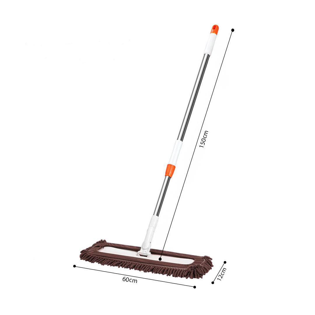 SOGA 60x12 Coffee Microfiber Flat Mop Floor Cleaning Pads Rotating Dust Remover