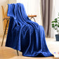 SOGA Blue Throw Blanket Warm Cozy Striped Pattern Thin Flannel Coverlet Fleece Bed Sofa Comforter