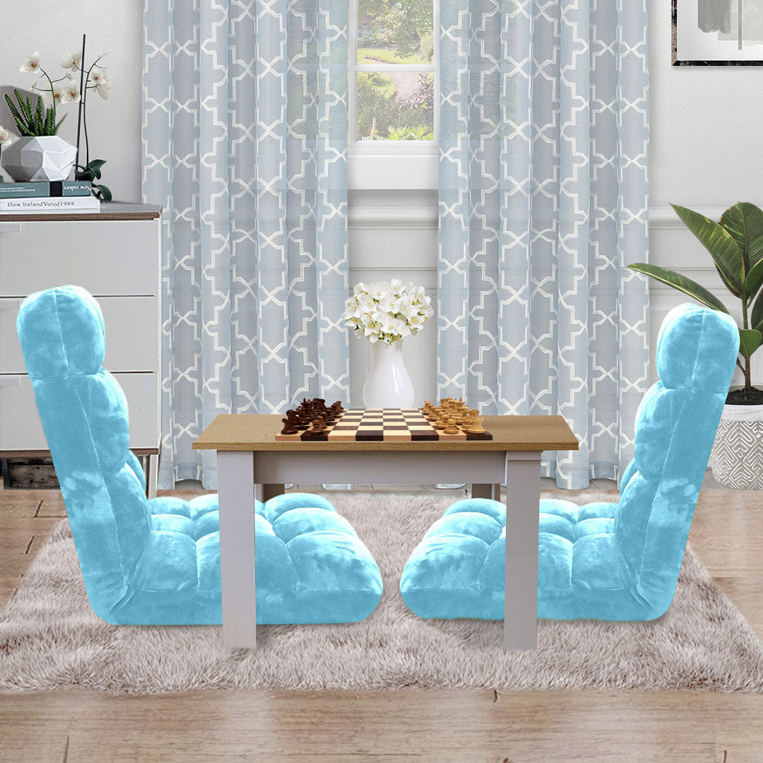 SOGA 4X Floor Recliner Collapsible Lounge Sofa Couch Folding Chair Cushion Light Blue