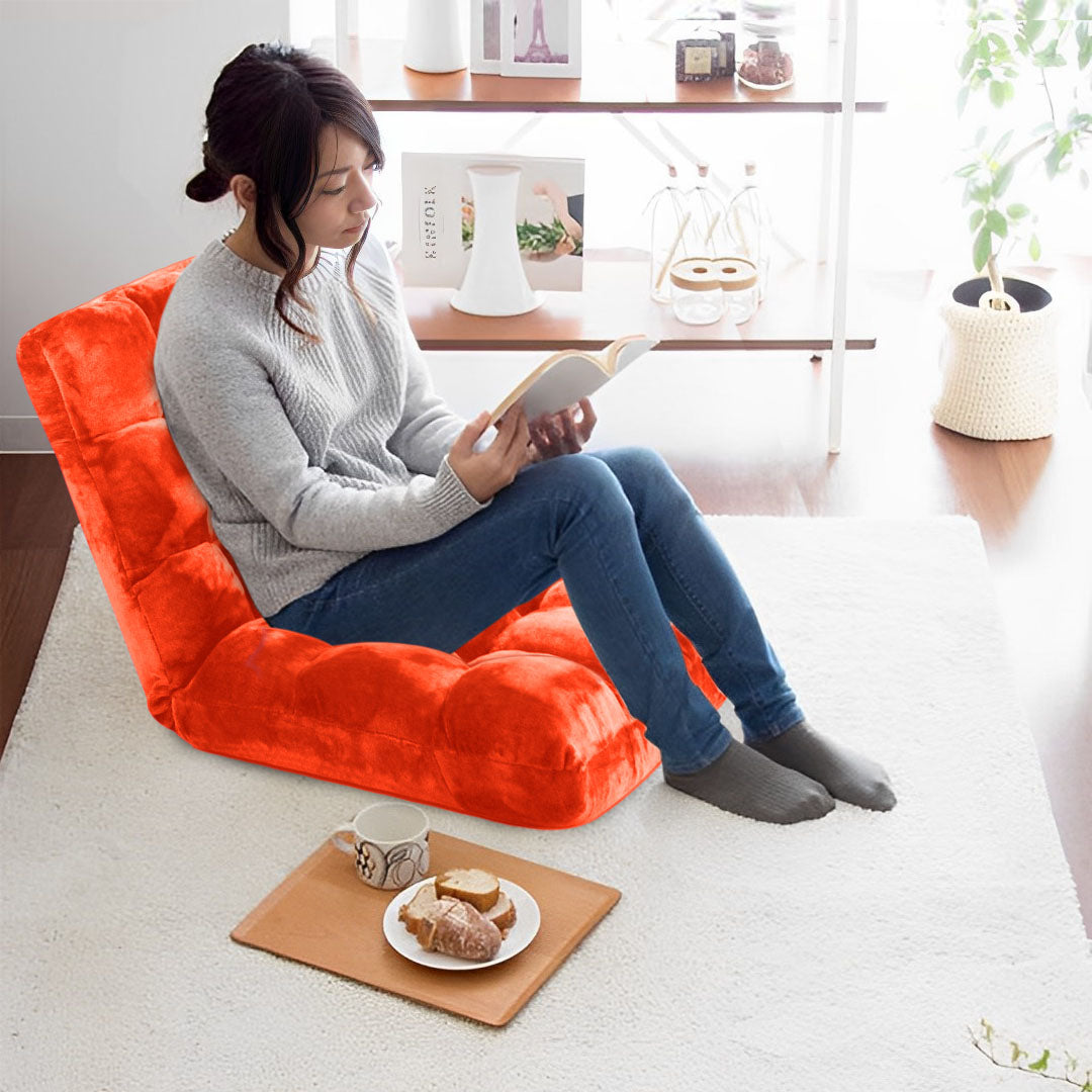 SOGA 4X Floor Recliner Folding Lounge Sofa Futon Couch Folding Chair Cushion Orange
