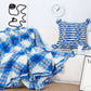 SOGA 2X 90x200cm Throw Blanket Blue Deep Sea Gradient Dyed Art Stylish Decorative Cozy