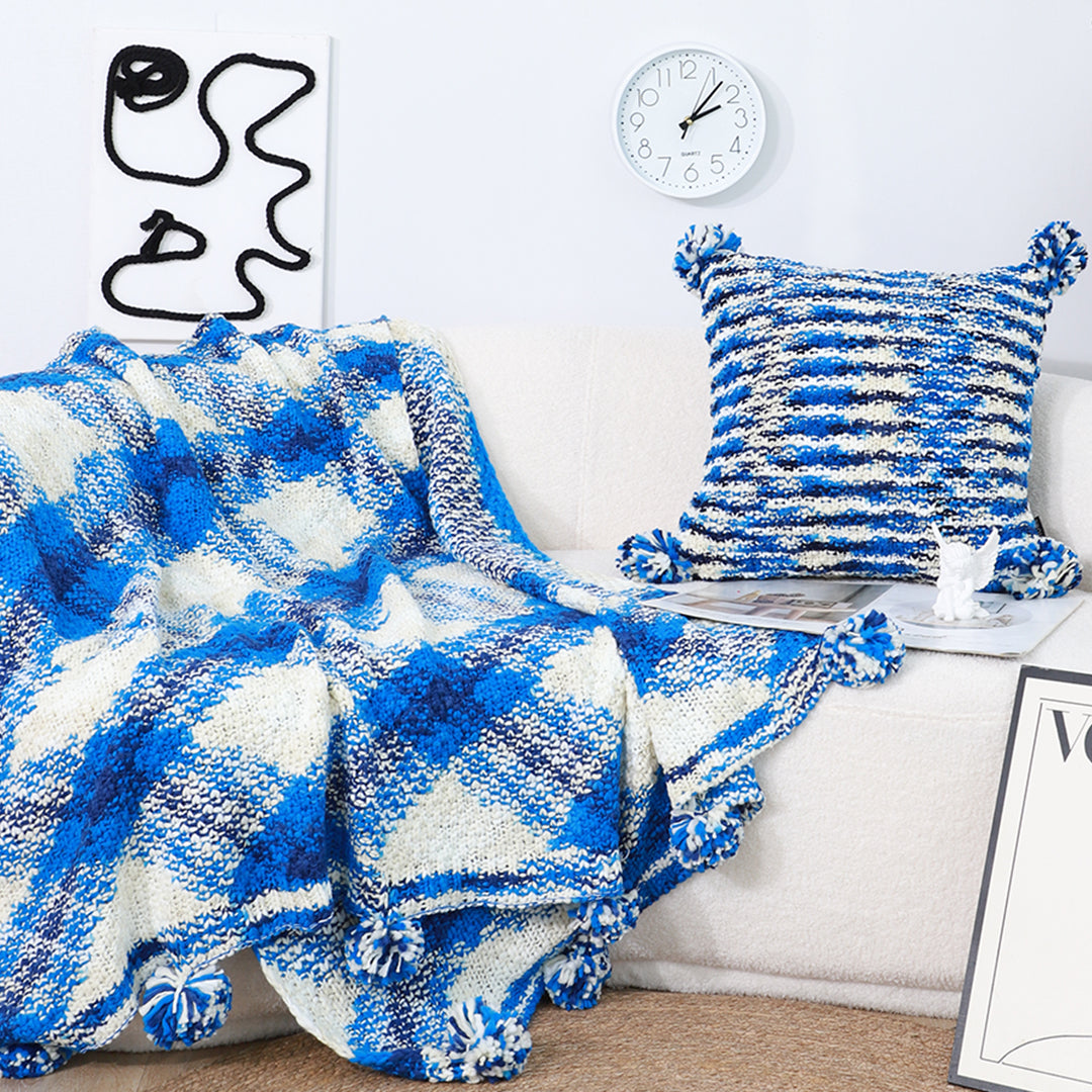SOGA 2X 90x200cm Throw Blanket Blue Deep Sea Gradient Dyed Art Stylish Decorative Cozy