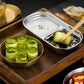 SOGA 15cm Silver Sauce Pan with Two Compartments Divided Sauce Dish Kitchen Essential