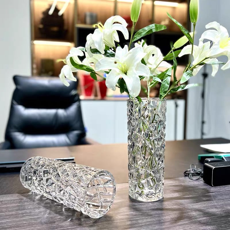 SOGA 14cmx30cm Heavy Duty Glass Vase Crystal Clear Design for Home Décor