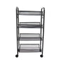 SOGA 2X 4 Tier Steel Black Bee Mesh Kitchen Cart Multi-Functional Shelves Portable Storage Organizer with Wheels