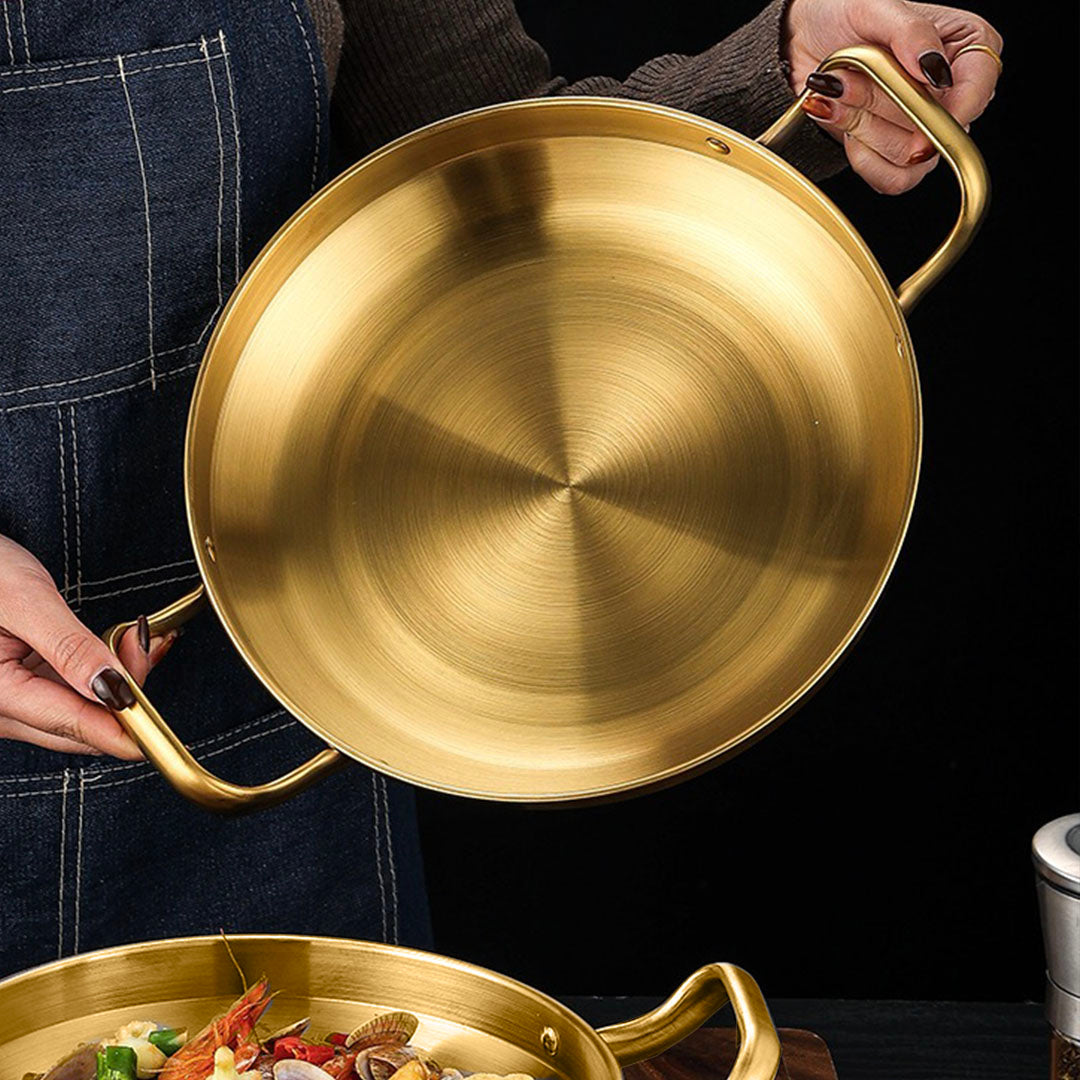 Soga 24cm Dry Pot, Gold Plated 202 Material Stainless Steel and Kitchen essentials