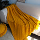 SOGA Yellow Diamond Pattern Knitted Throw Blanket Warm Cozy Woven Cover Couch Bed Sofa Home Decor with Tassels