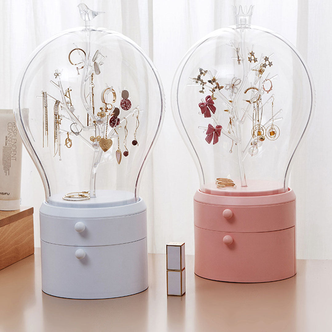 SOGA Pink 360 Degree Rotating 2 Layered Jewelry Storage Box Waterproof Dustproof Accessories Organiser