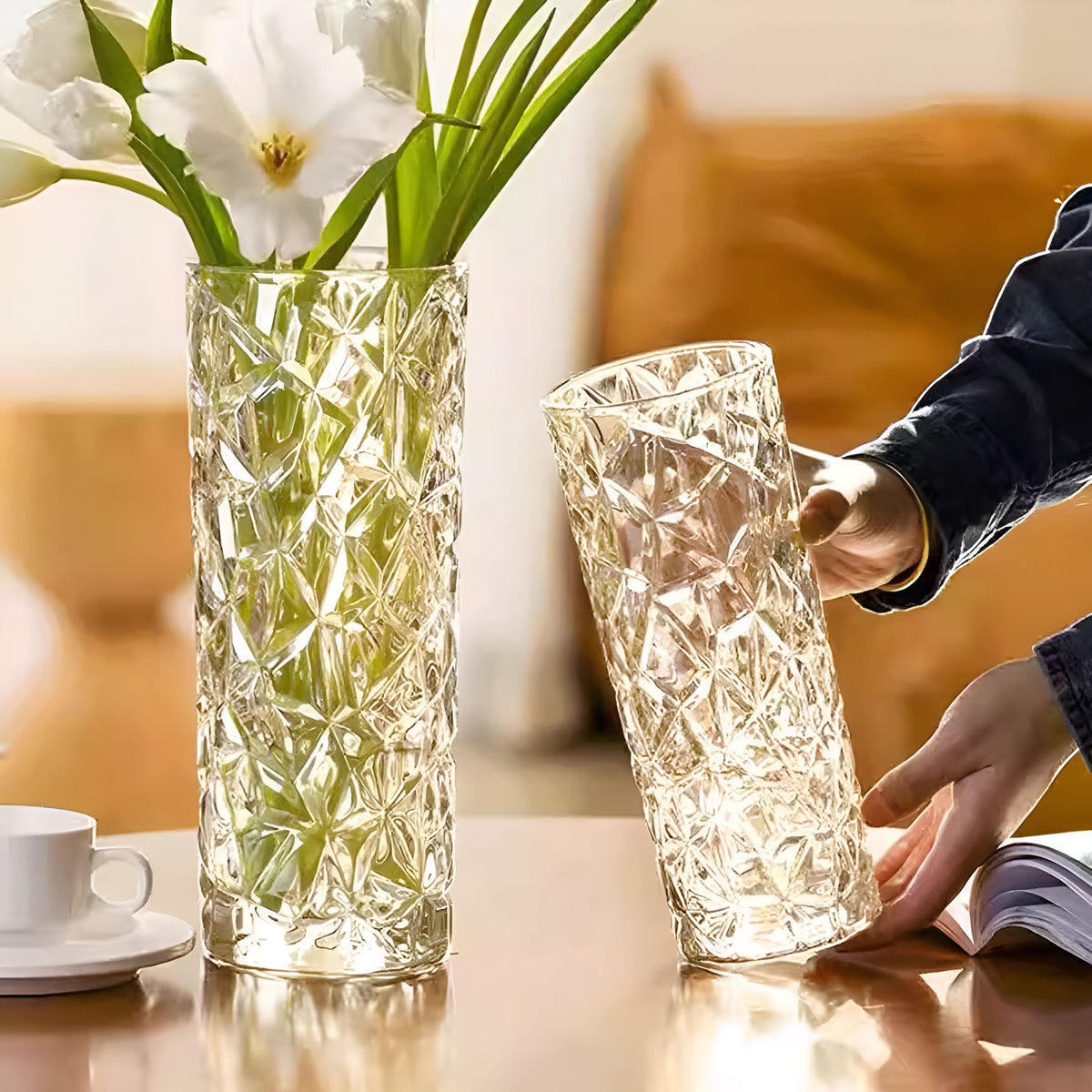 SOGA 14cmx30cm Heavy Duty Glass Vase Crystal Clear Design for Home Décor