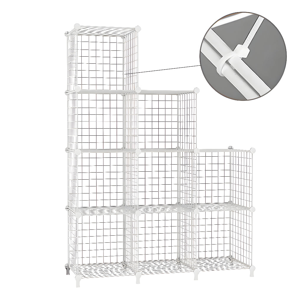 SOGA White Portable 9-Cube 3 Column Storage Organiser Foldable DIY Modular Grid Space Saving Shelf 149cm