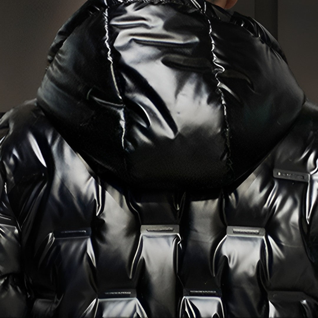 abbee Black XL Winter Hooded Glossy Down Jacket Stylish Lightweight Quilted Warm Puffer Coat