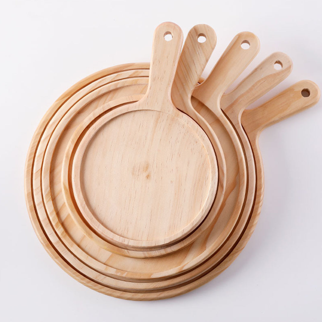 SOGA 2X 11 inch Round Premium Wooden Pine Food Serving Tray Charcuterie Board Paddle Home Decor