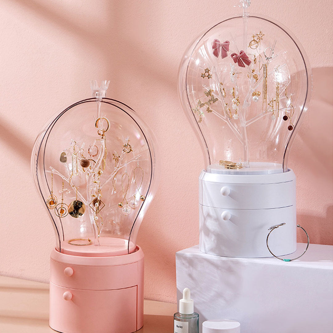 SOGA 2X Pink 360 Degree Rotating 2 Layered Jewelry Storage Box Waterproof Dustproof Accessories Organiser