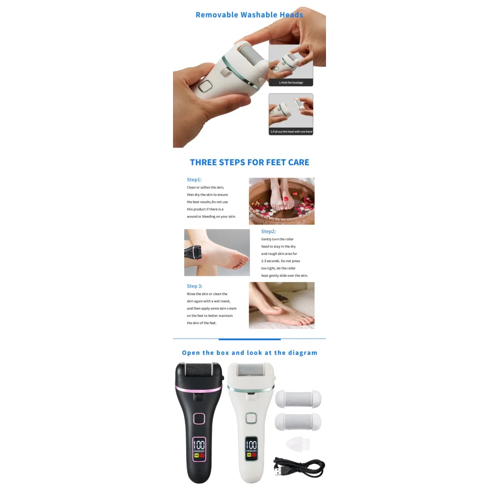 017 Black Electric Foot Callus Remover - Rechargeable