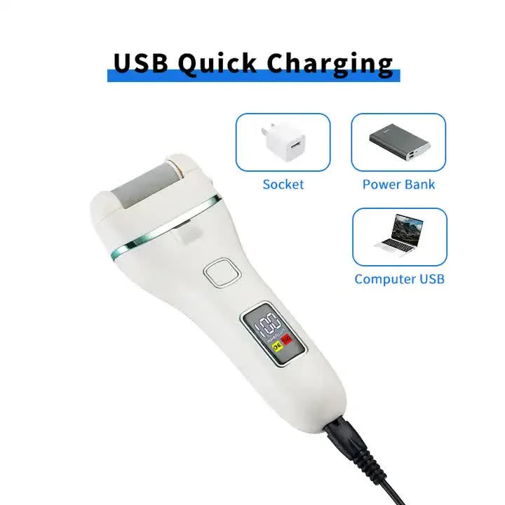 017 White Electric Foot Callus Remover - Rechargeable