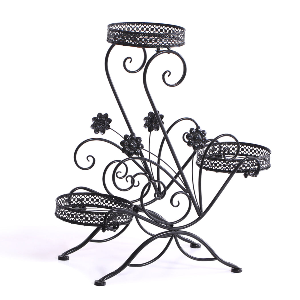 Levede Plant Stand Outdoor Indoor Metal Black