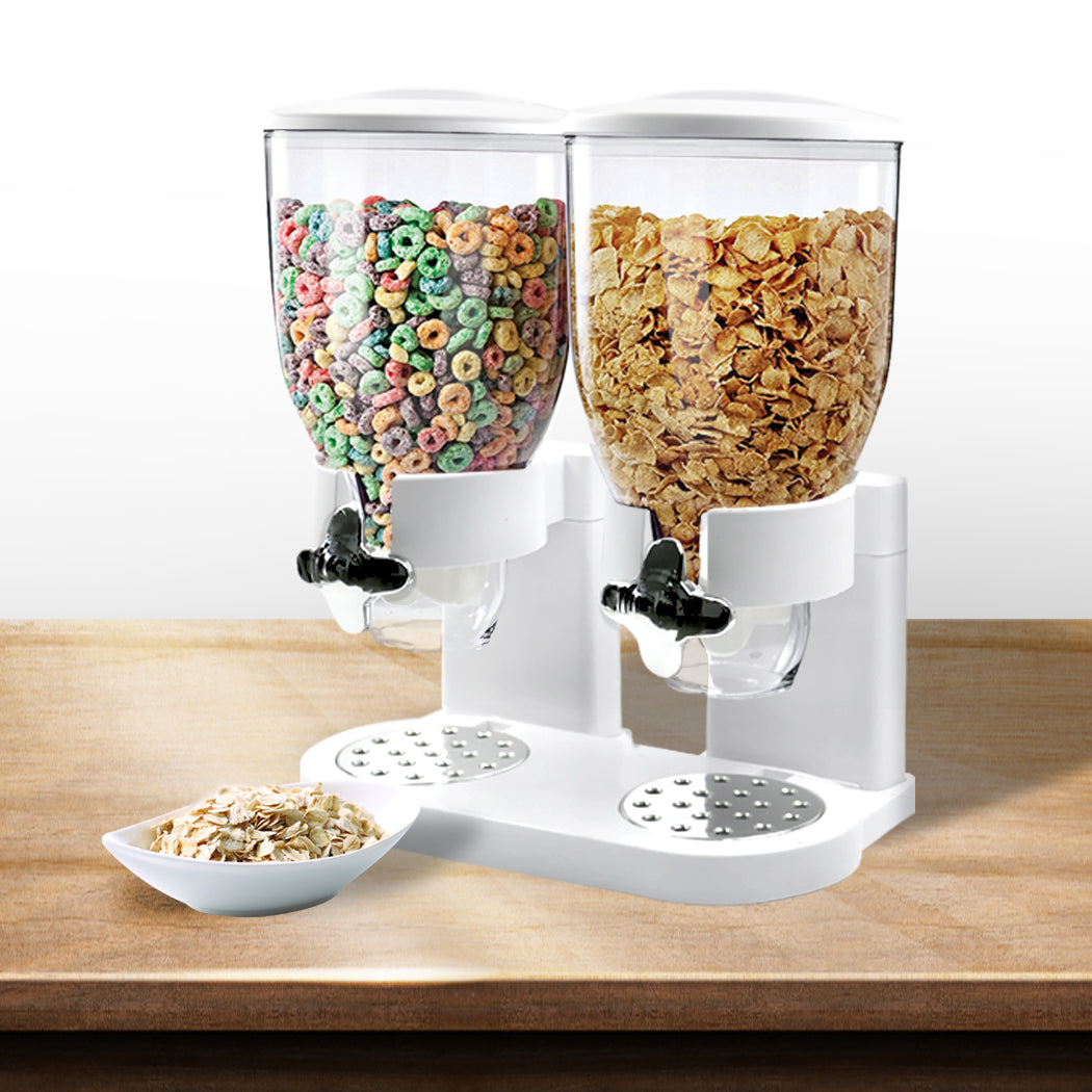TOQUE Double Cereal Dispenser Dry Food White