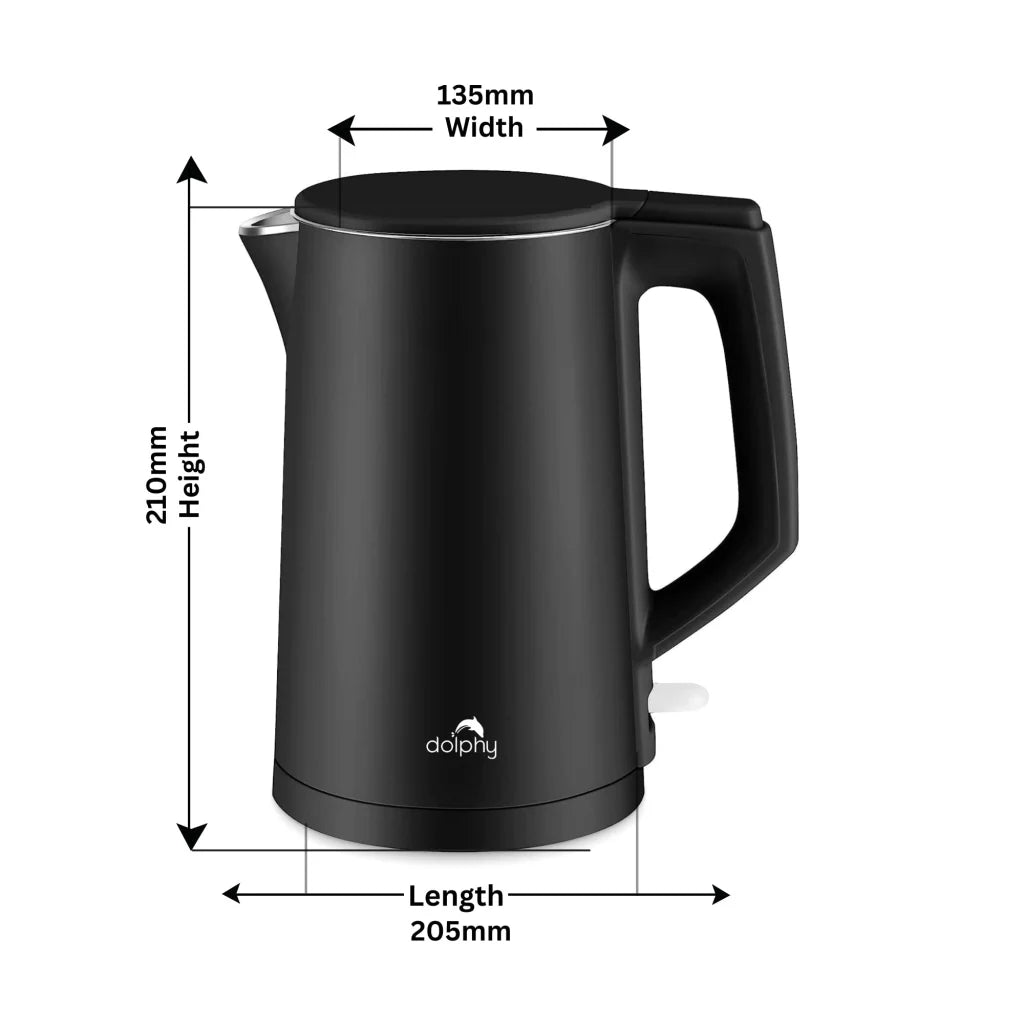 1.0L Black Stainless Steel Kettle - Appliances > Kitchen