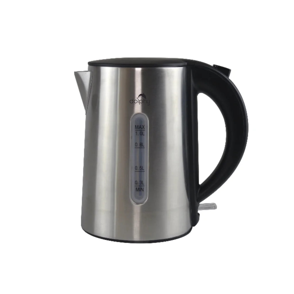 1.0L Brushed Silver Stainless Steel Kettle - Appliances >
