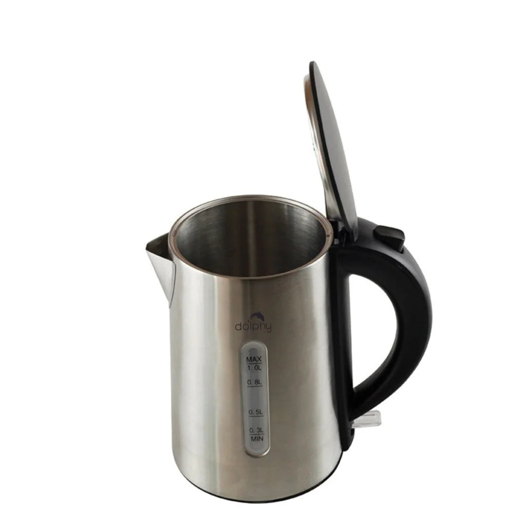 1.0L Brushed Silver Stainless Steel Kettle - Appliances >