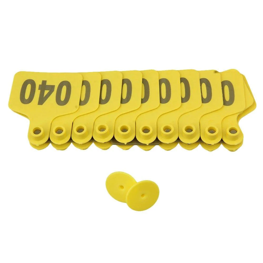 1-100 Cattle Number Ear Tag 6x7cm Set -Medium Yellow Cow