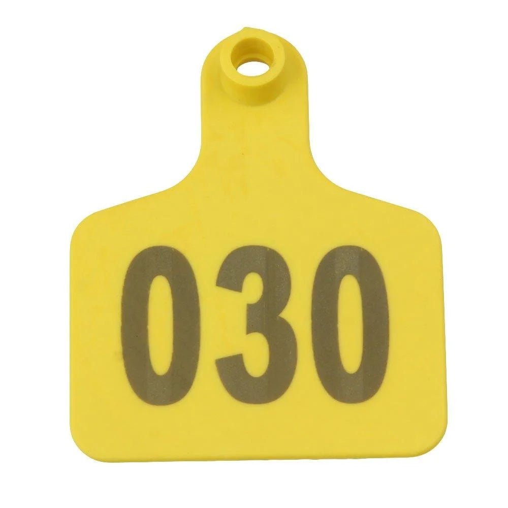 1-100 Cattle Number Ear Tag 6x7cm Set -Medium Yellow Cow