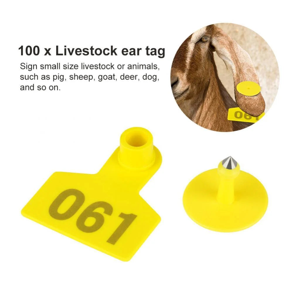 Yellow 5x4cm cattle number ear with caster wheels and side handle rail
