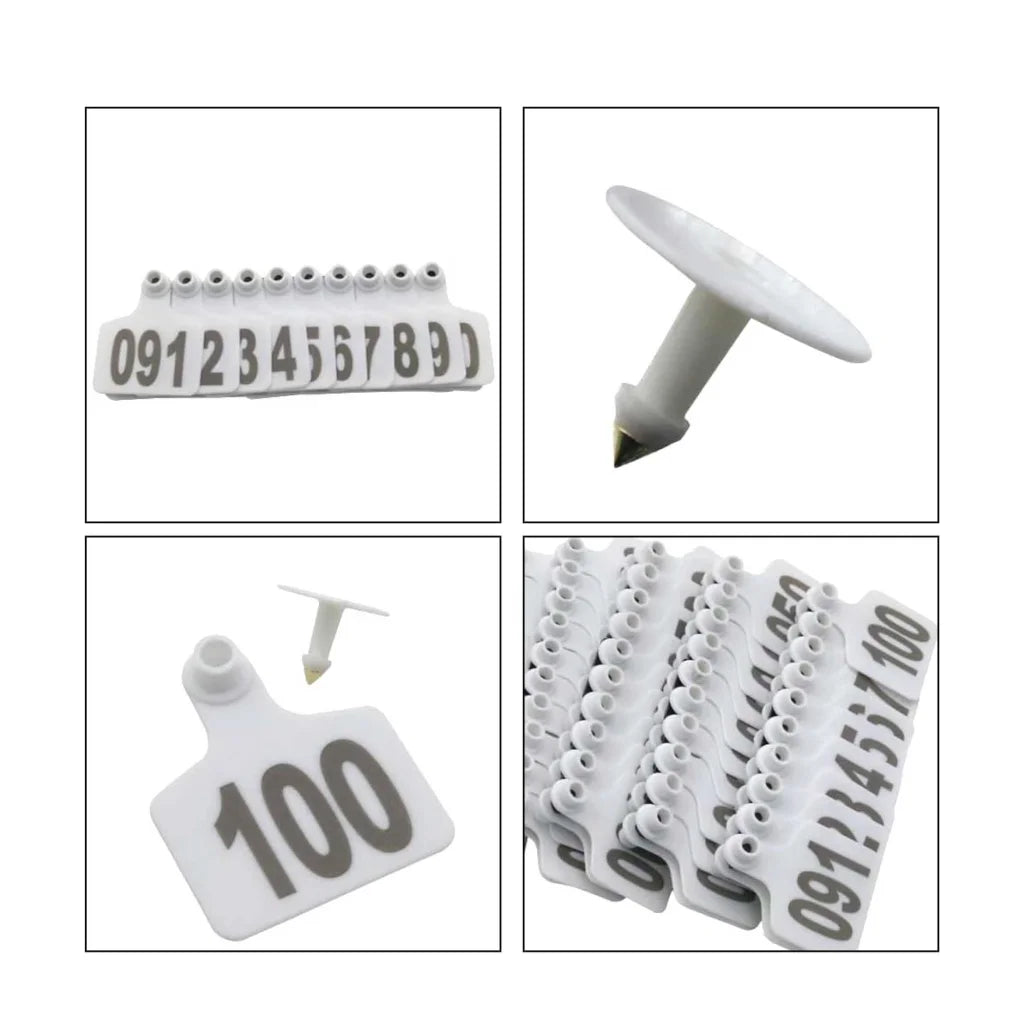 1-100 Cattle Number Ear Tags 7x10cm Set - XL White Cow
