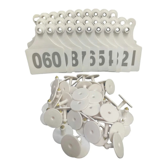 1-100 Cattle Number Ear Tags 7x10cm Set - XL White Cow