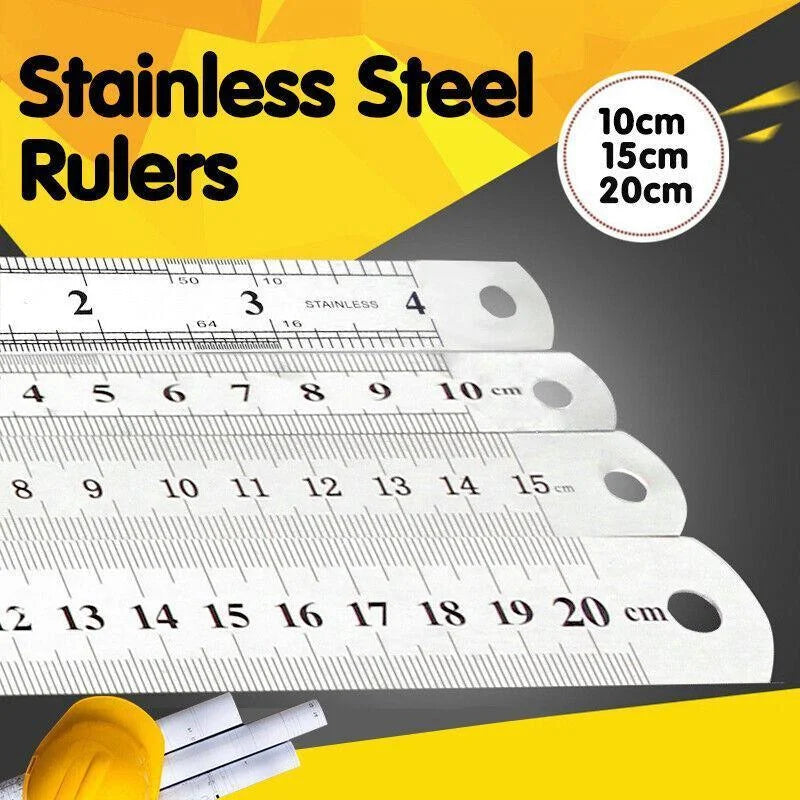 1/2 Pack Double-Sided Stainless Steel Precision Ruler (10cm
