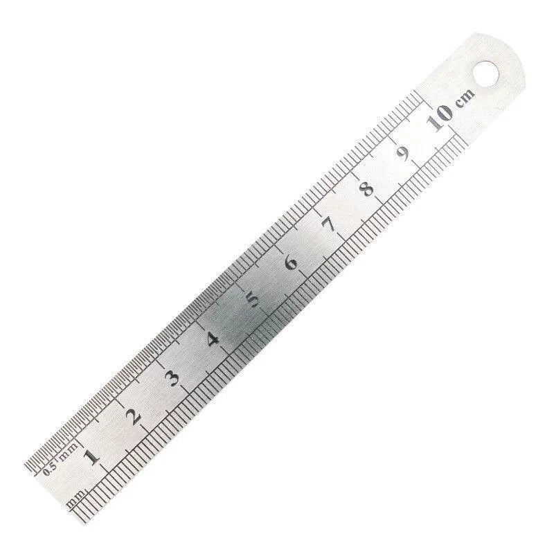 1/2 Pack Double-Sided Stainless Steel Precision Ruler (10cm