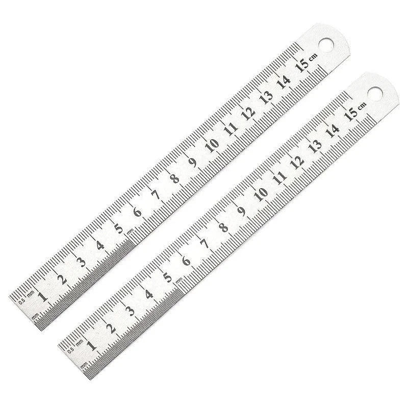 1/2 Pack Double-Sided Stainless Steel Precision Ruler (10cm