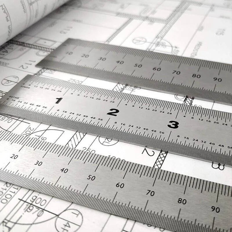 1/2 Pack Double-Sided Stainless Steel Precision Ruler (10cm