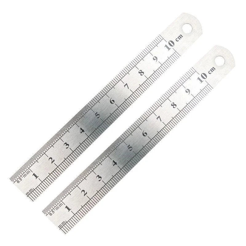 1/2 Pack Double-Sided Stainless Steel Precision Ruler (10cm