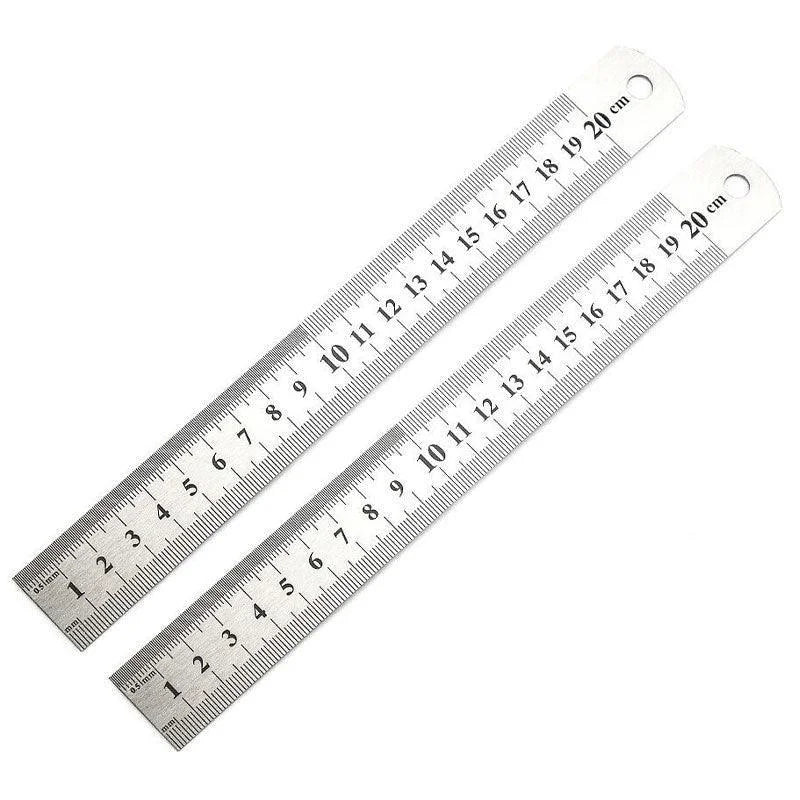1/2 Pack Double-Sided Stainless Steel Precision Ruler (10cm