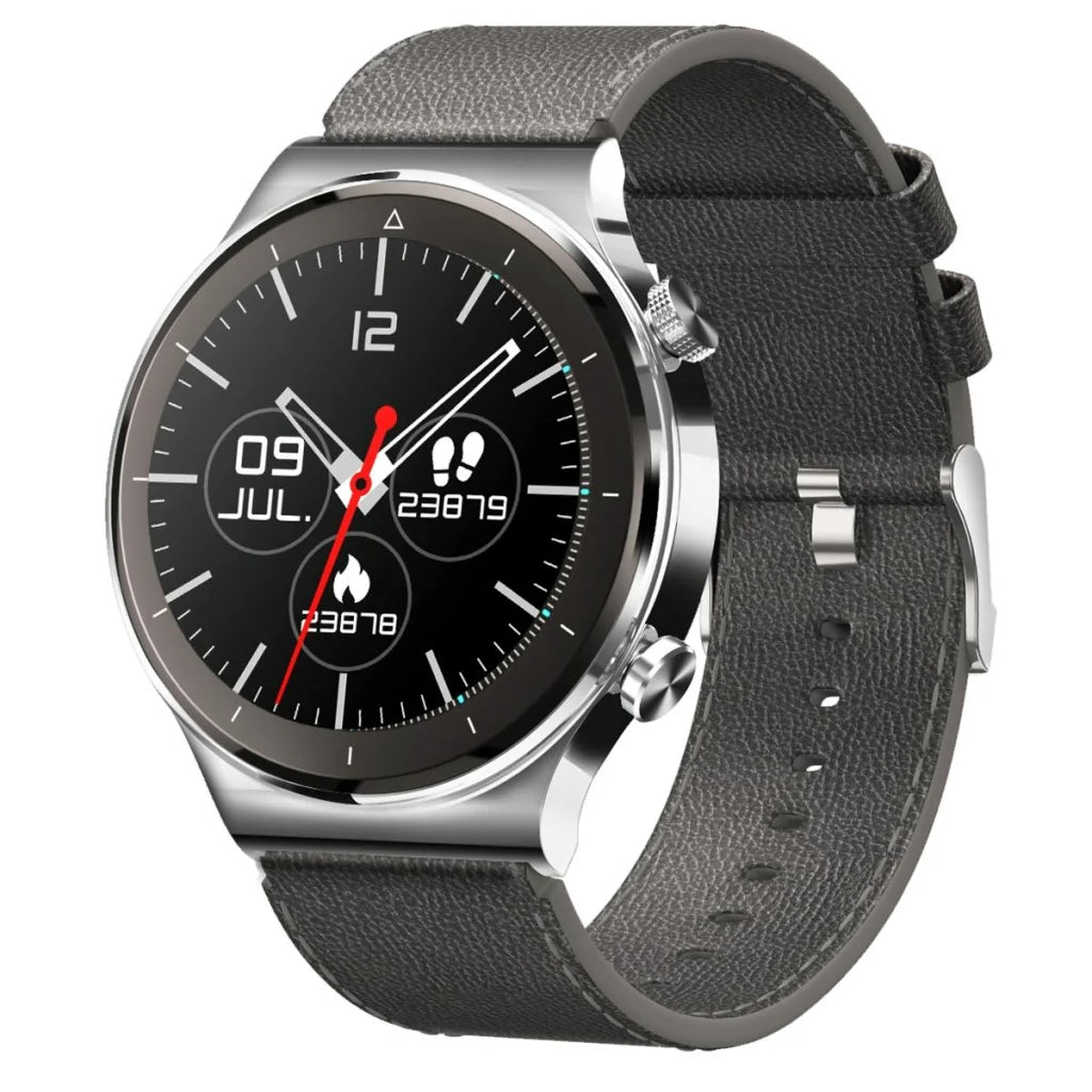 1.28 Inch Touch Colour Screen Smart Watch Black - Leather