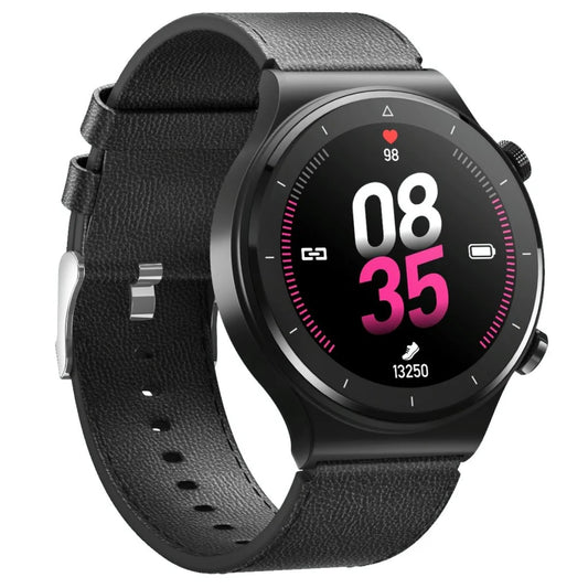 1.28 Inch Touch Colour Screen Smart Watch Black - Leather