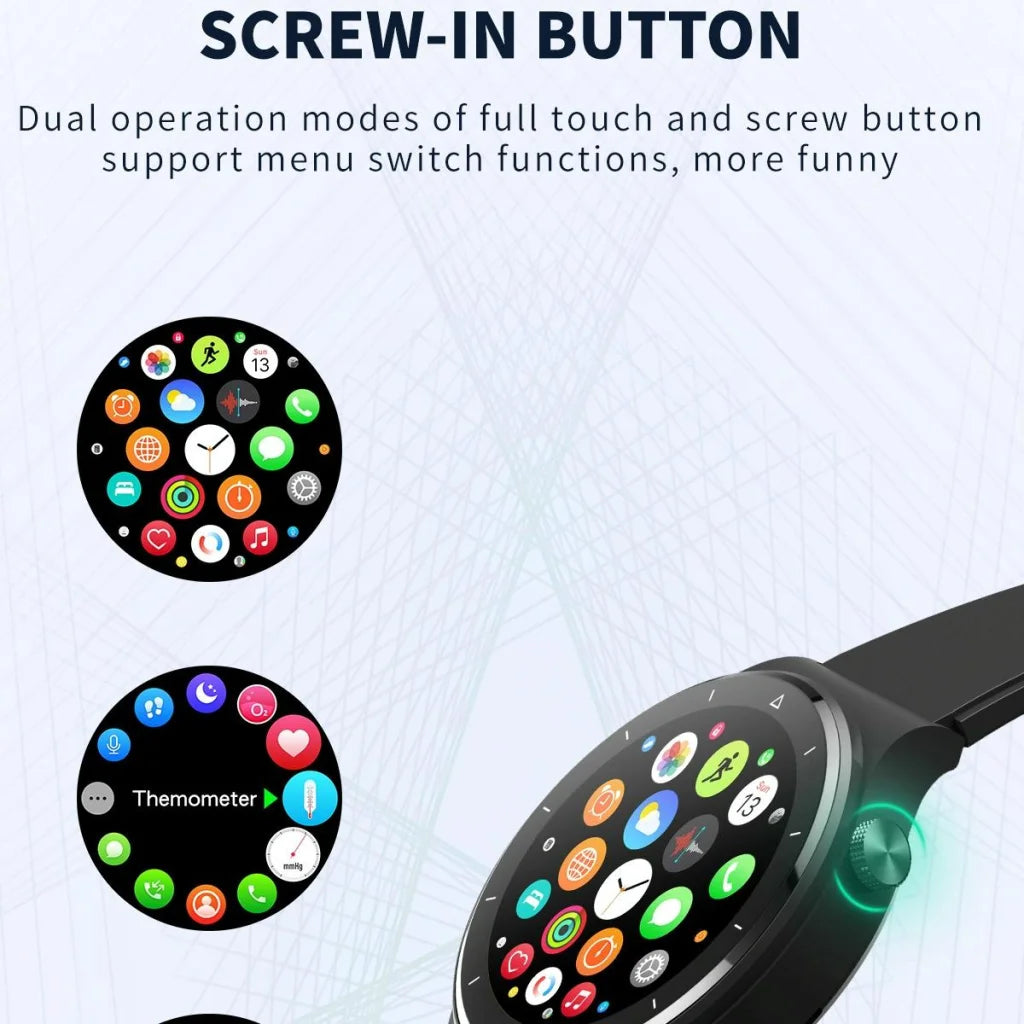 1.28 Inch Touch Colour Screen Smart Watch Black - Leather